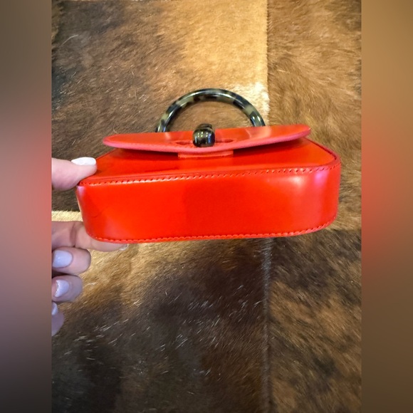 EDIE PARKER Tortoise-detail Leather Mini Bag In Red - Picture 5 of 7
